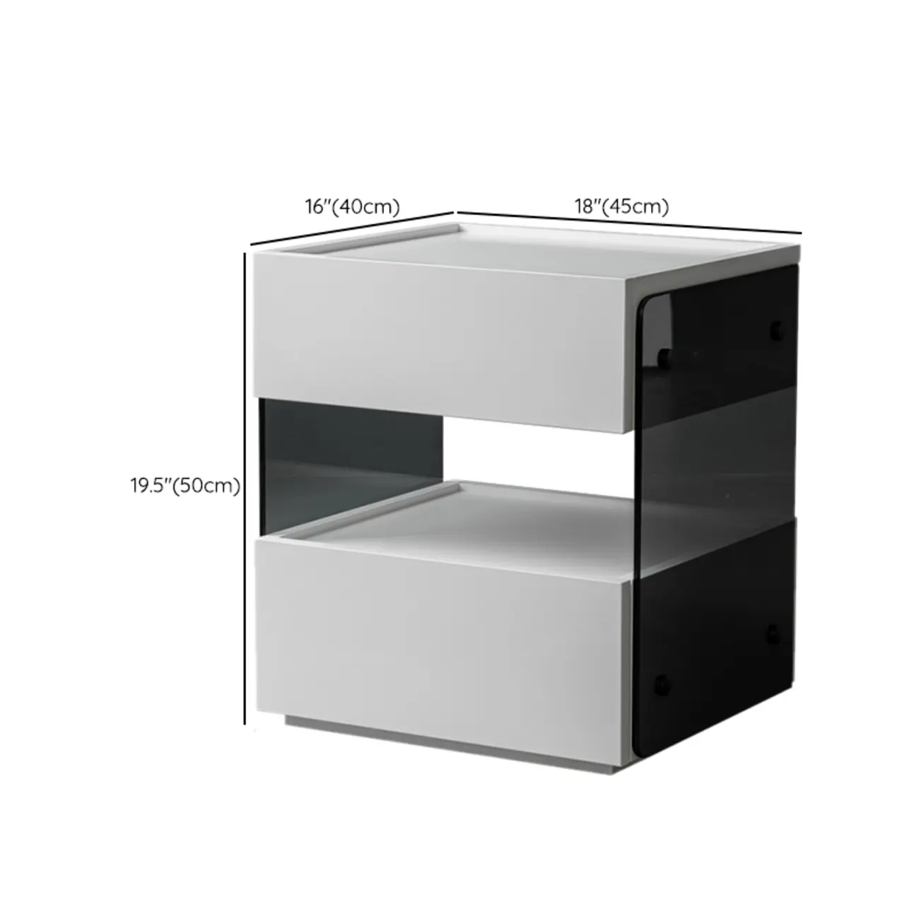 Modern Pine Wood 2 Drawer Nightstand with Lighting Image - 18 | homeyfad