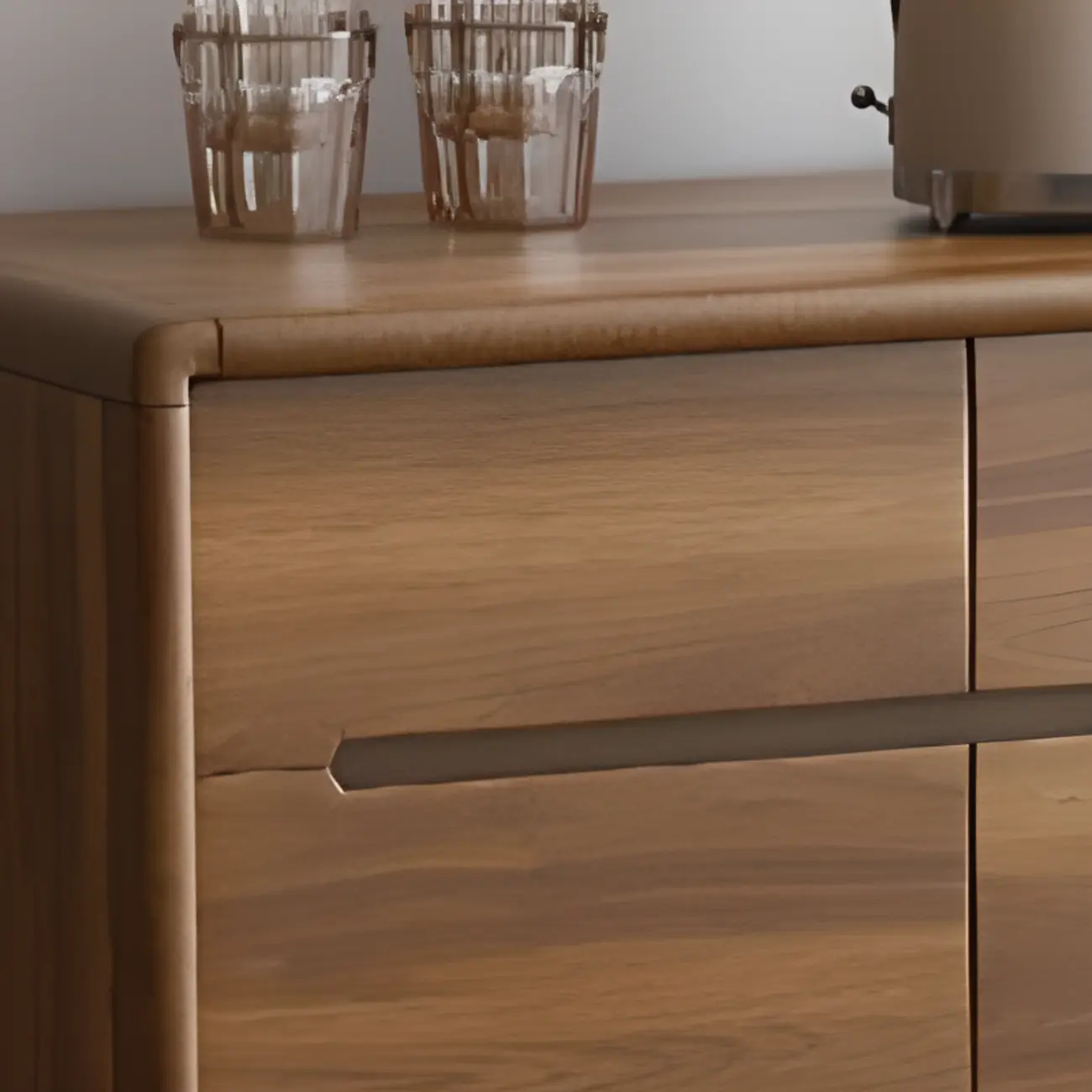 Brown Wooden 3-Drawer Sliding Door Buffet Cabinet Image - 8 | homeyfad