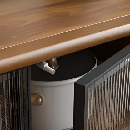 Brown Wooden 3-Drawer Sliding Door Buffet Cabinet Image - 13