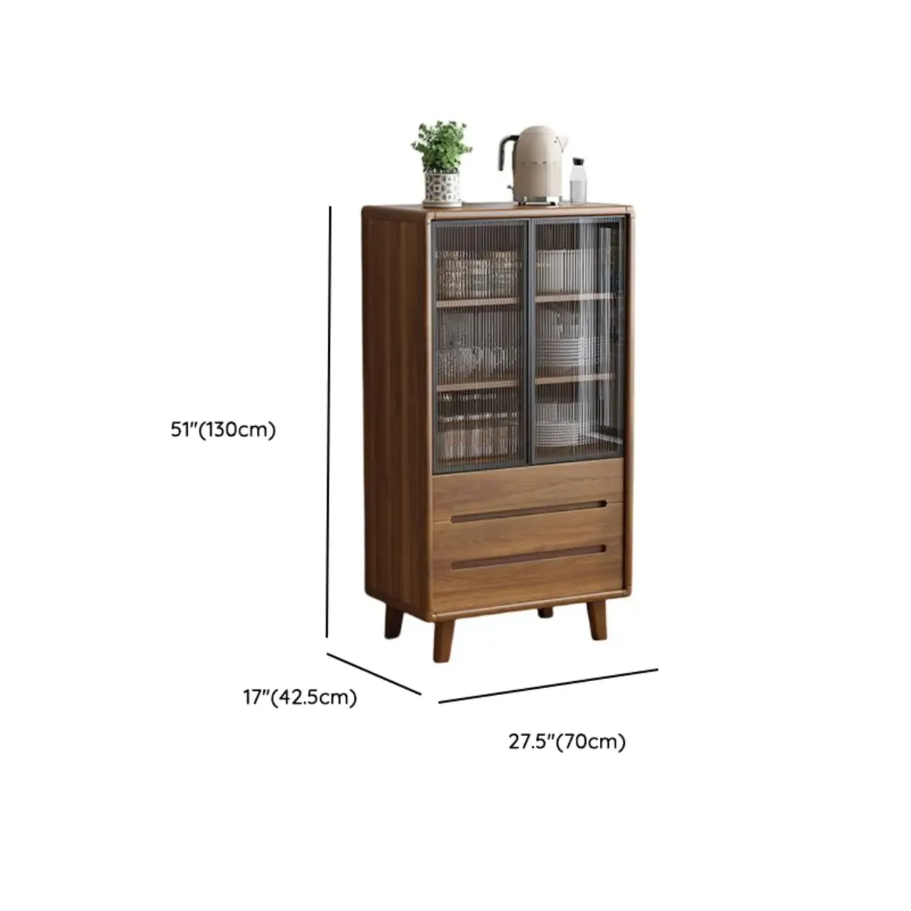 Brown Wooden 3-Drawer Sliding Door Buffet Cabinet Image - 22