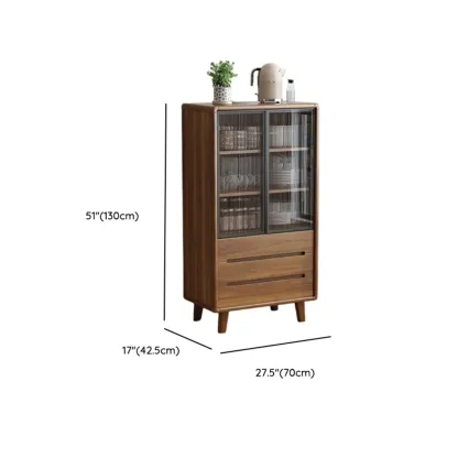 Brown Wooden 3-Drawer Sliding Door Buffet Cabinet Image - 22