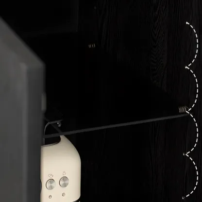 Lighting Black Wooden 4-Drawer Storage Buffet Cabinet Image - 7