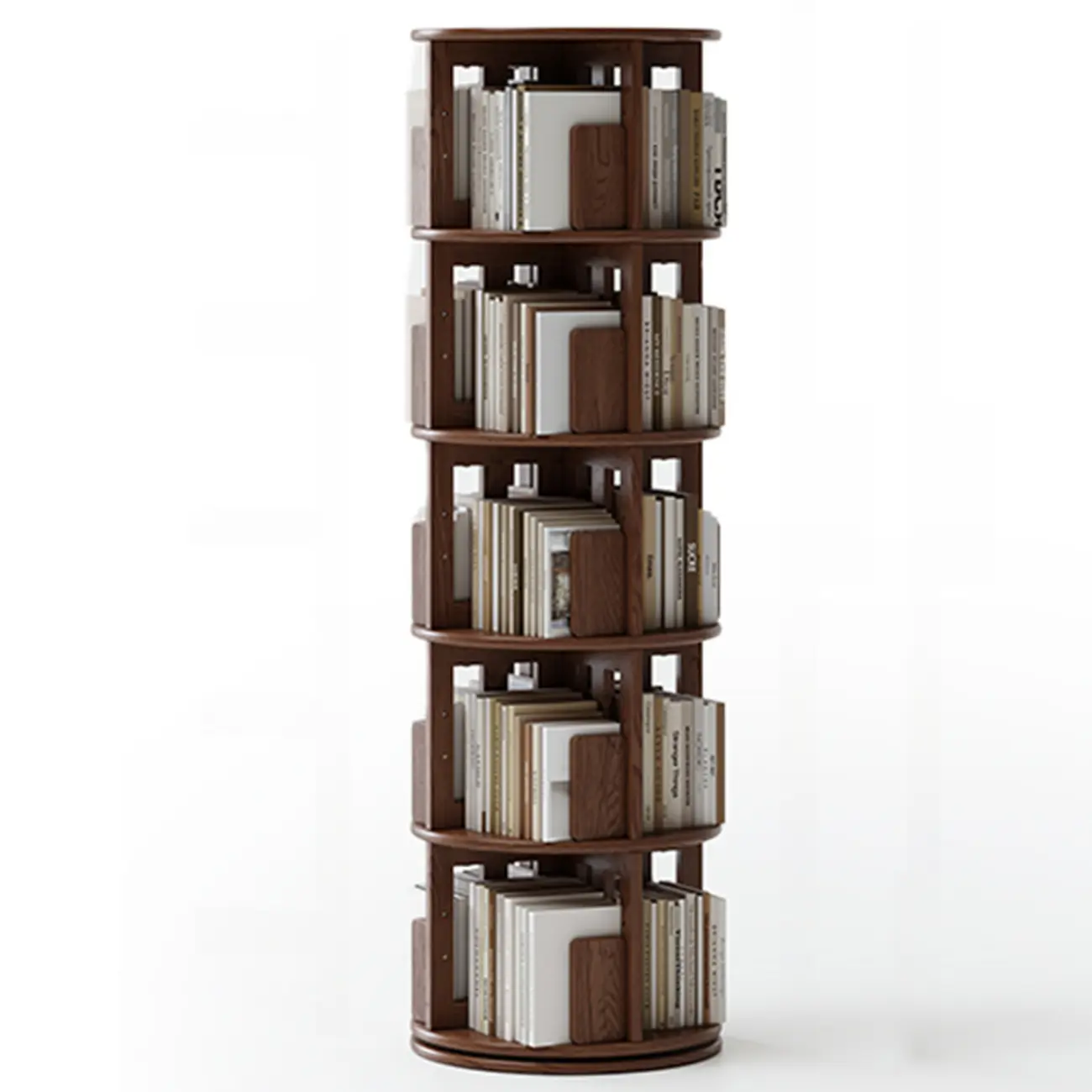 Narrow Vertical Adjustable 360° Rotating Wooden Bookcase Image - 16 | homeyfad