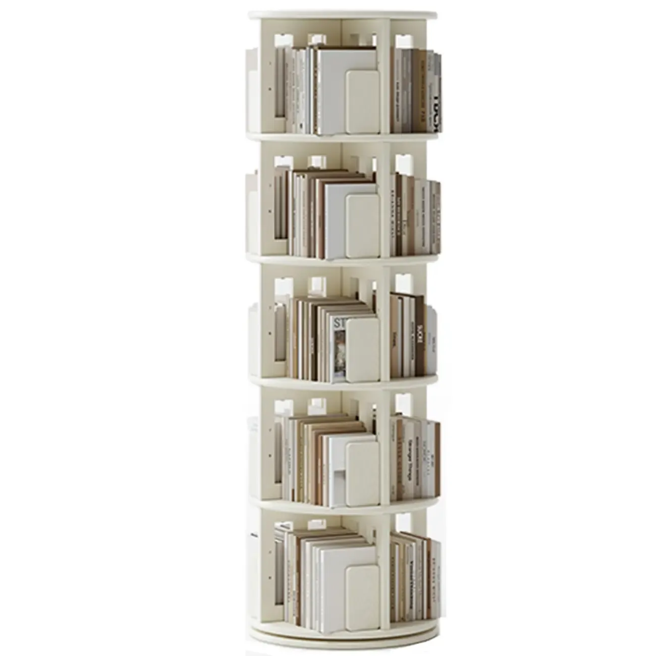 Narrow Vertical Adjustable 360° Rotating Wooden Bookcase Image - 17