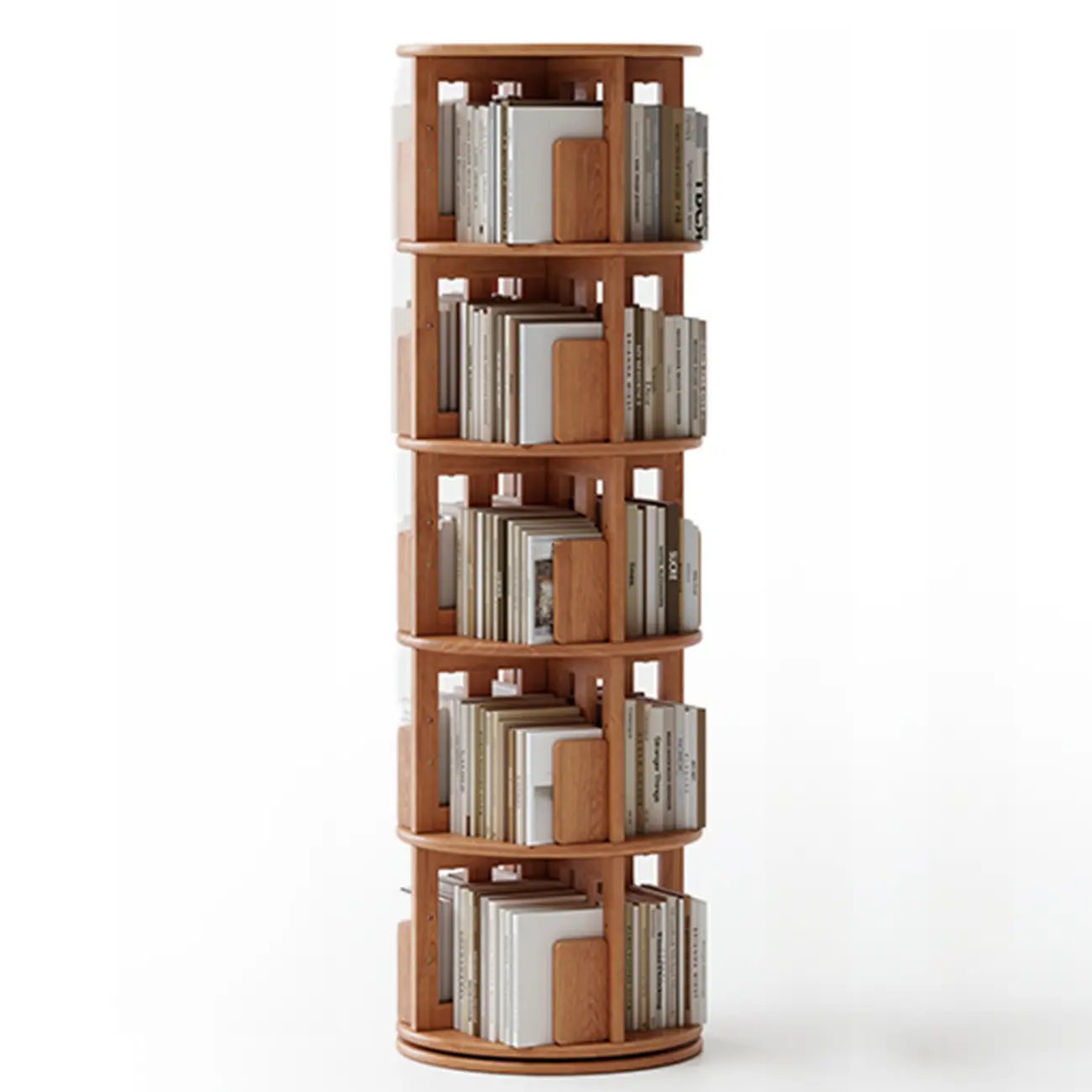 Narrow Vertical Adjustable 360° Rotating Wooden Bookcase Image - 18 | homeyfad
