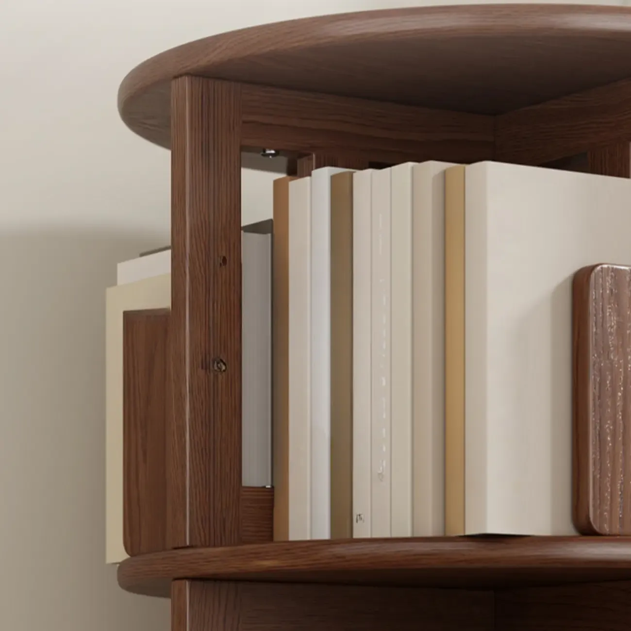 Narrow Vertical Adjustable 360° Rotating Wooden Bookcase Image - 4