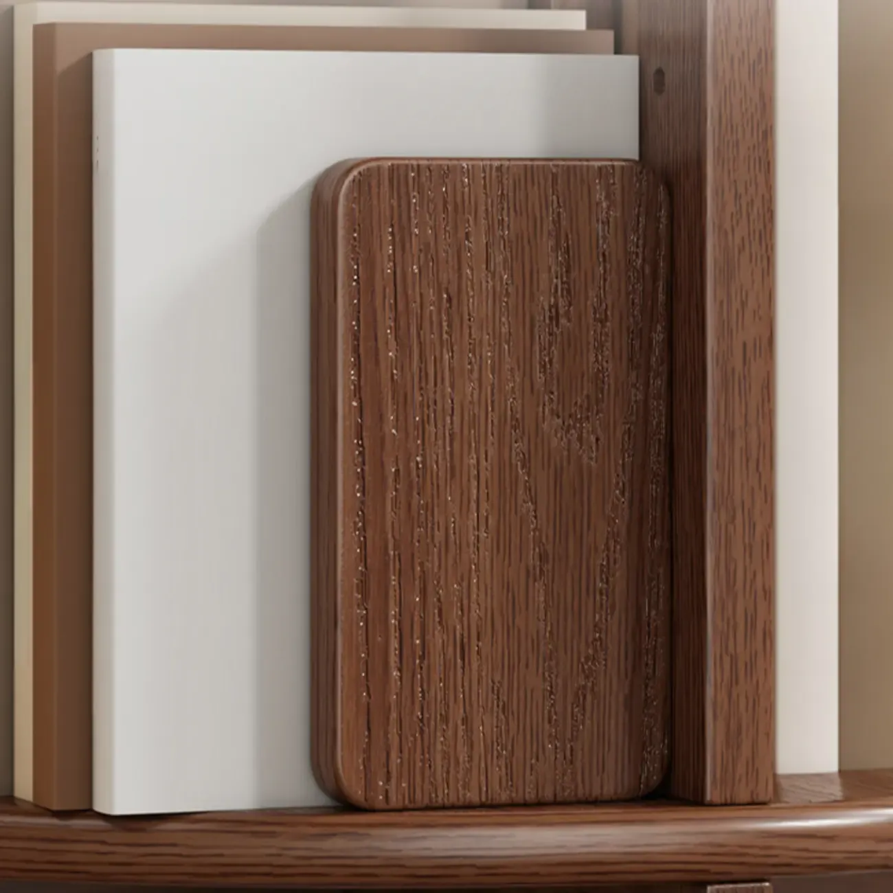 Narrow Vertical Adjustable 360° Rotating Wooden Bookcase Image - 5