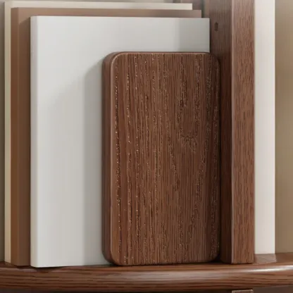 Narrow Vertical Adjustable 360° Rotating Wooden Bookcase Image - 5