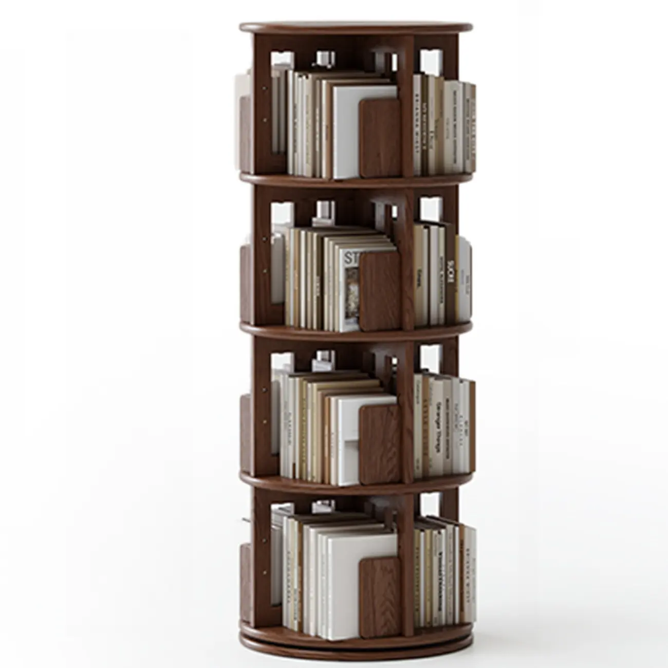 Narrow Vertical Adjustable 360° Rotating Wooden Bookcase Image - 14 | homeyfad