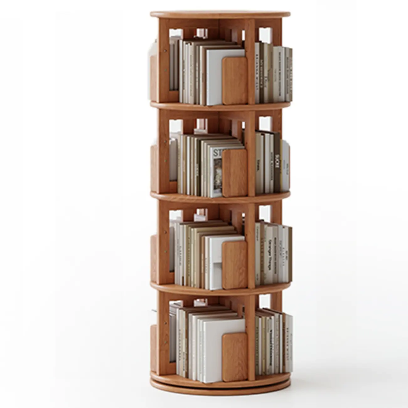 Narrow Vertical Adjustable 360° Rotating Wooden Bookcase Image - 15 | homeyfad