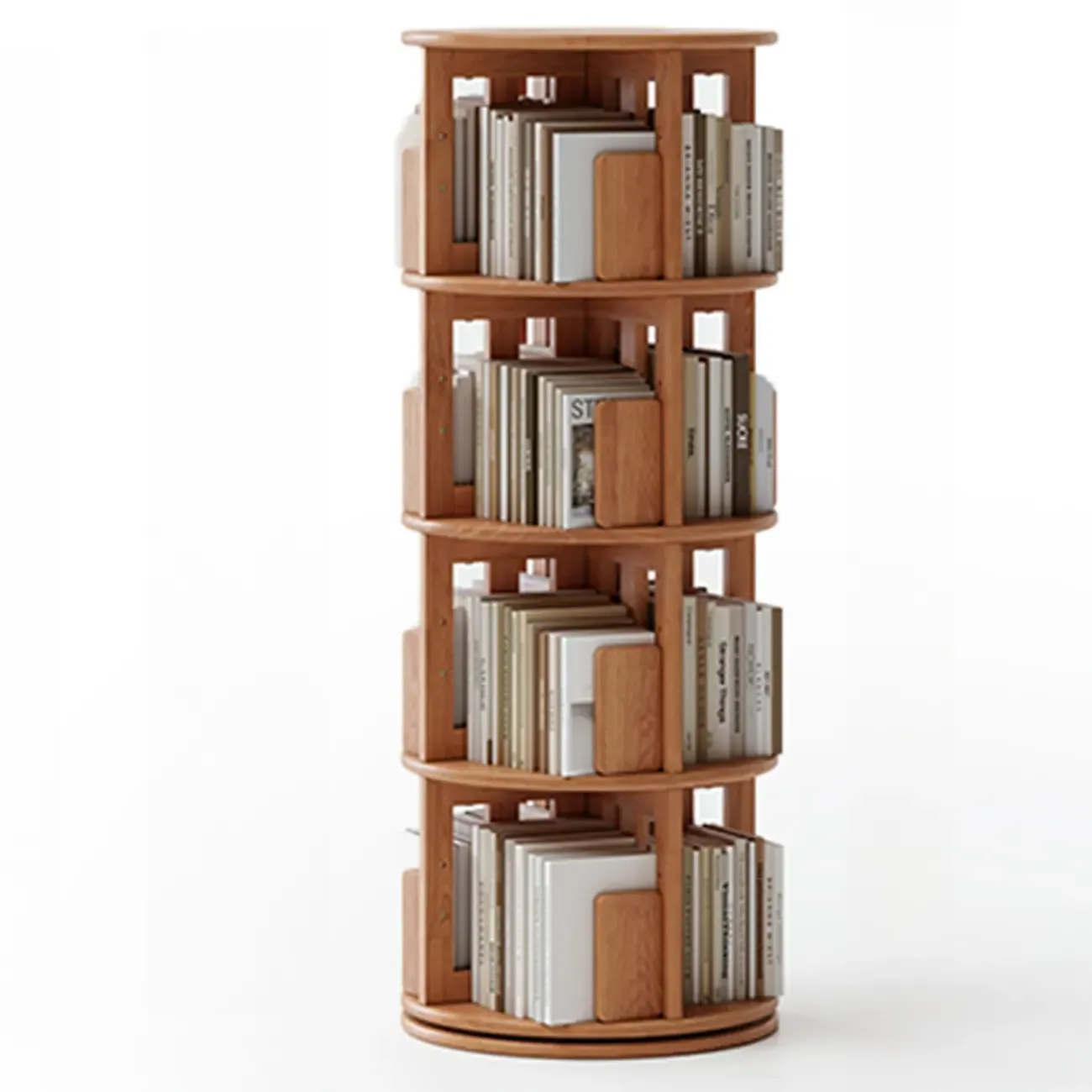 Narrow Vertical Adjustable 360° Rotating Wooden Bookcase Image - 15