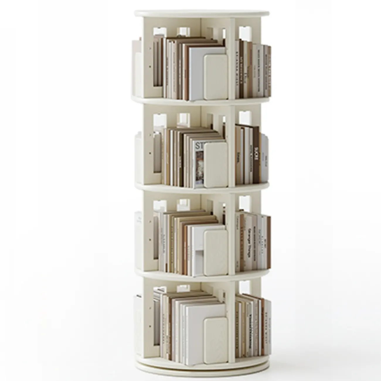 Narrow Vertical Adjustable 360° Rotating Wooden Bookcase Image - 24 | homeyfad