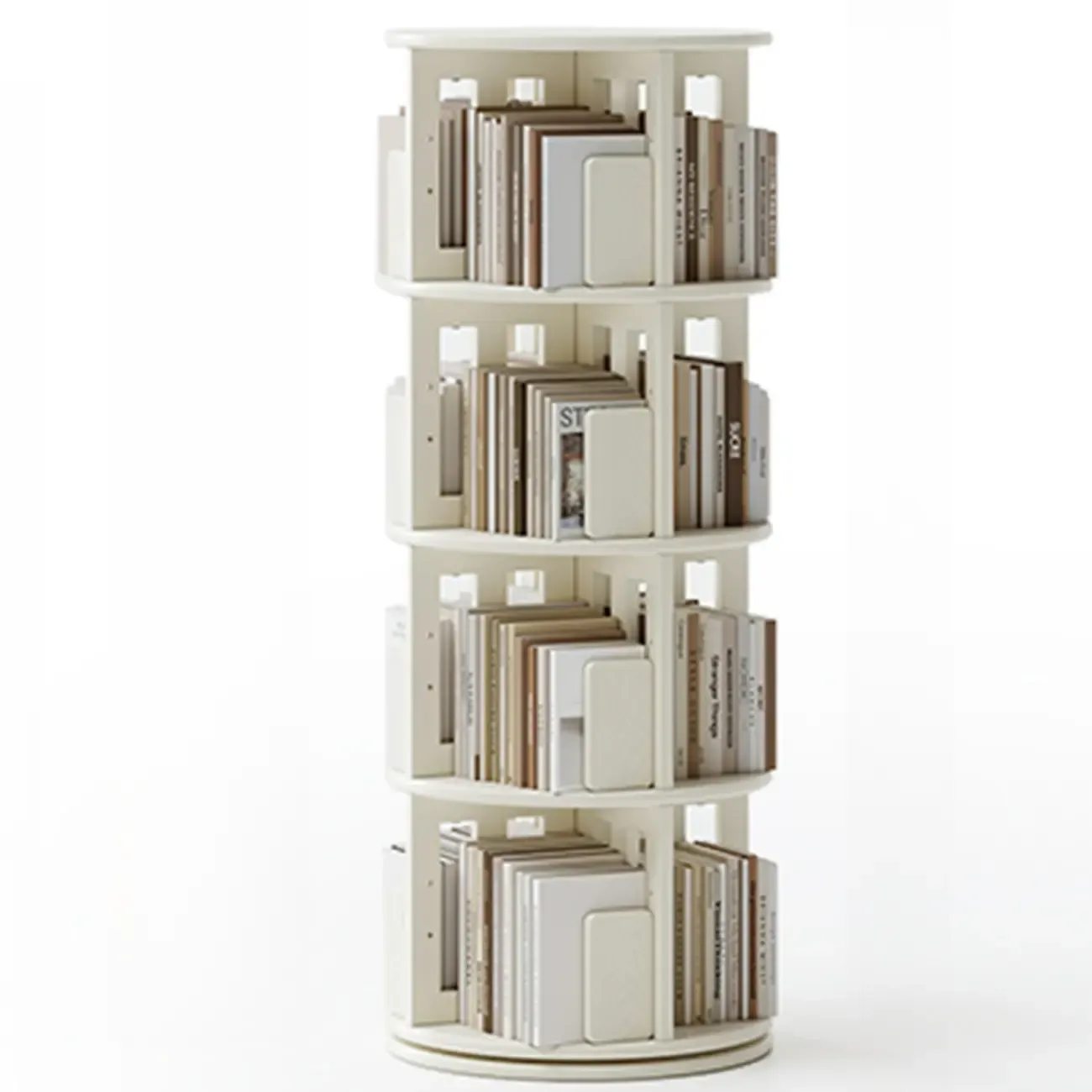 Narrow Vertical Adjustable 360° Rotating Wooden Bookcase Image - 24