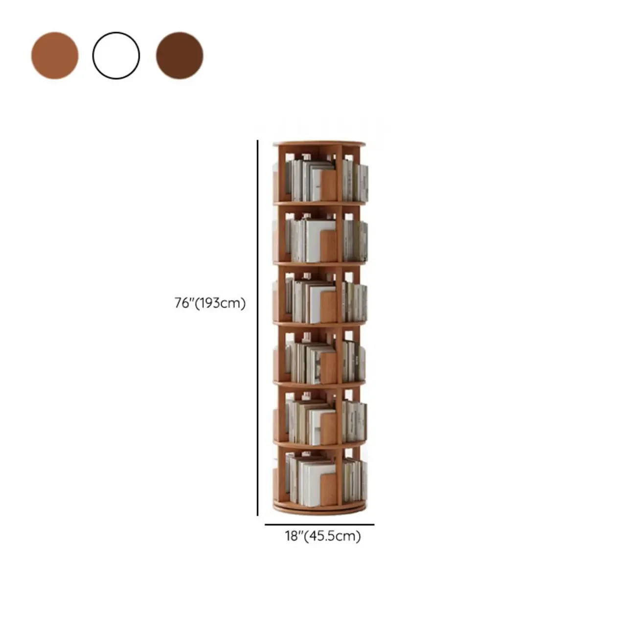 Narrow Vertical Adjustable 360° Rotating Wooden Bookcase Image - 12