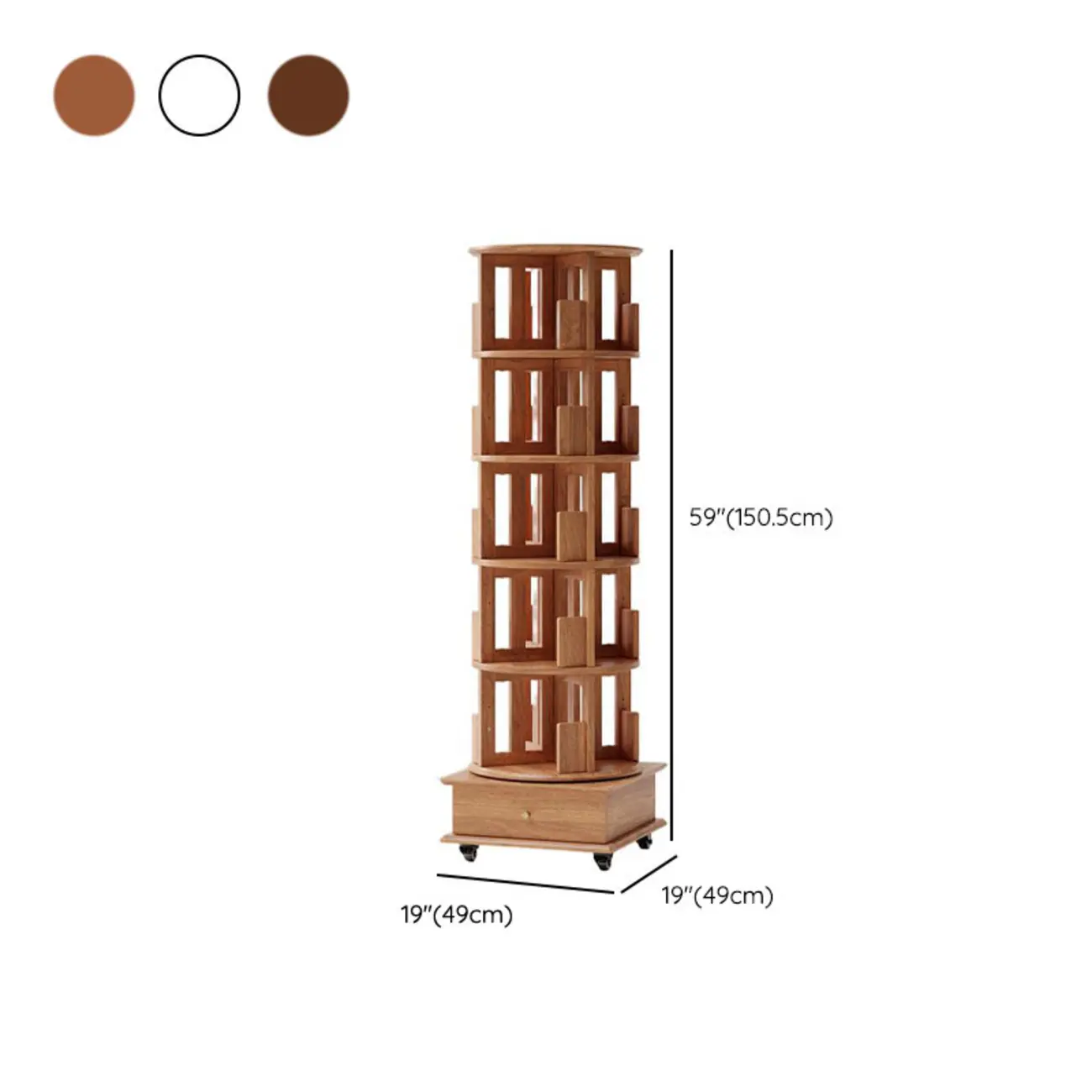 Narrow Vertical Adjustable 360° Rotating Wooden Bookcase Image - 13 | homeyfad