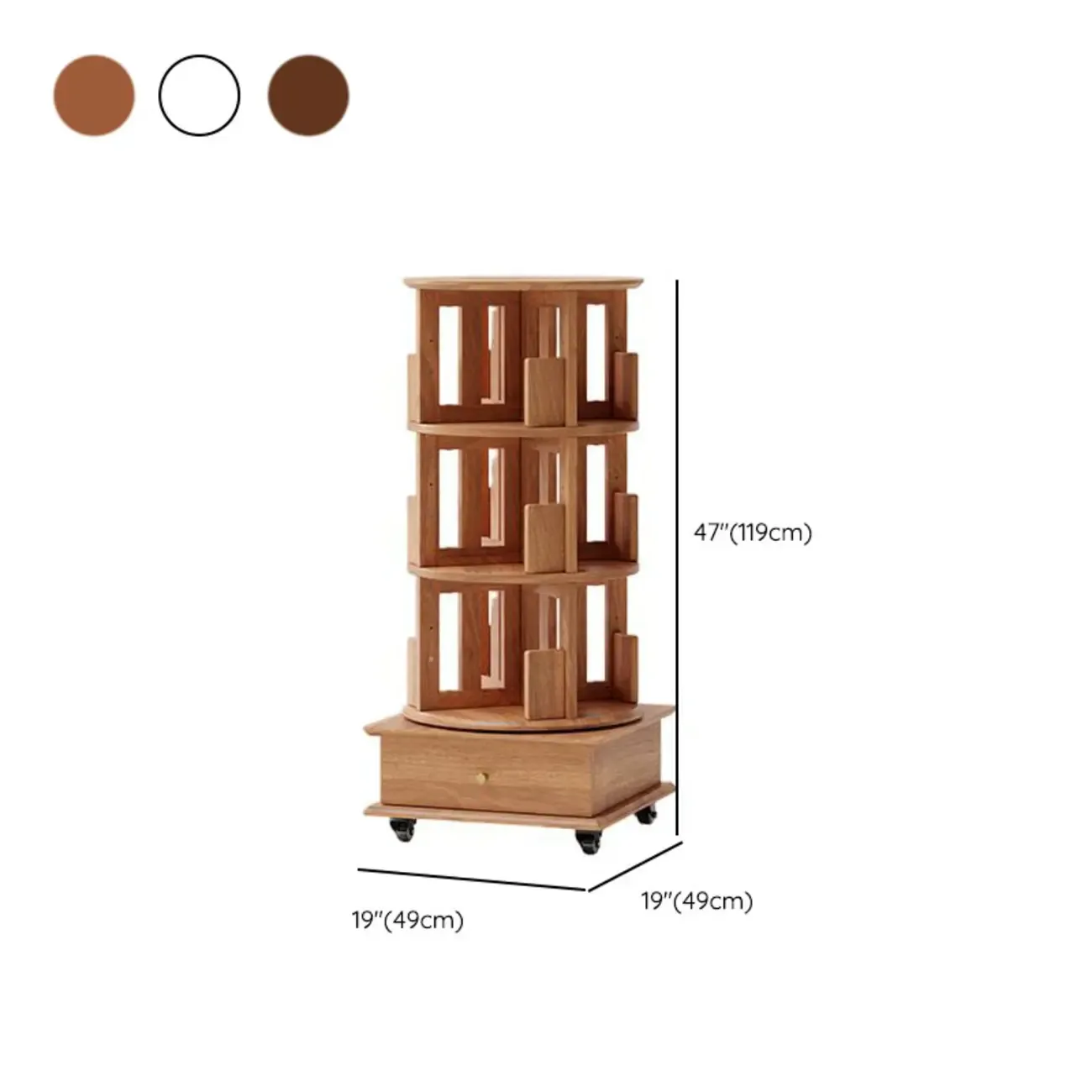 Narrow Vertical Adjustable 360° Rotating Wooden Bookcase Image - 10