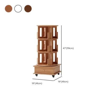 Narrow Vertical Adjustable 360° Rotating Wooden Bookcase Image - 10