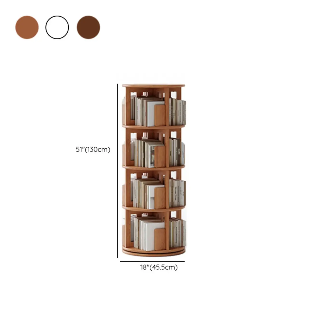Narrow Vertical Adjustable 360° Rotating Wooden Bookcase Image - 11 | homeyfad