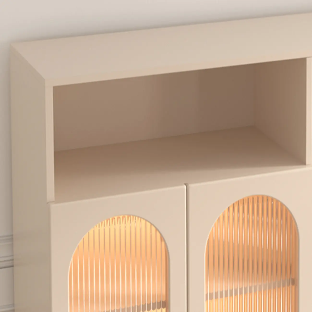 Vertical Timber Shelf Organizer with 5 Shelves and Transparent Glass Door Closed Back Image - 6 | homeyfad