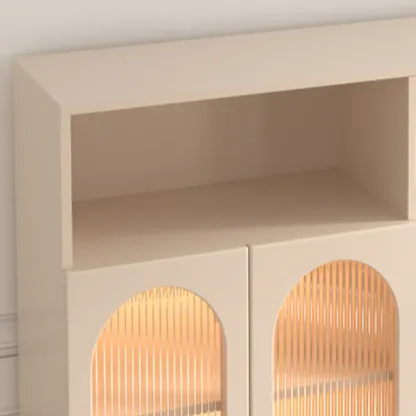 Vertical Timber Shelf Organizer with 5 Shelves and Transparent Glass Door Closed Back Image - 6