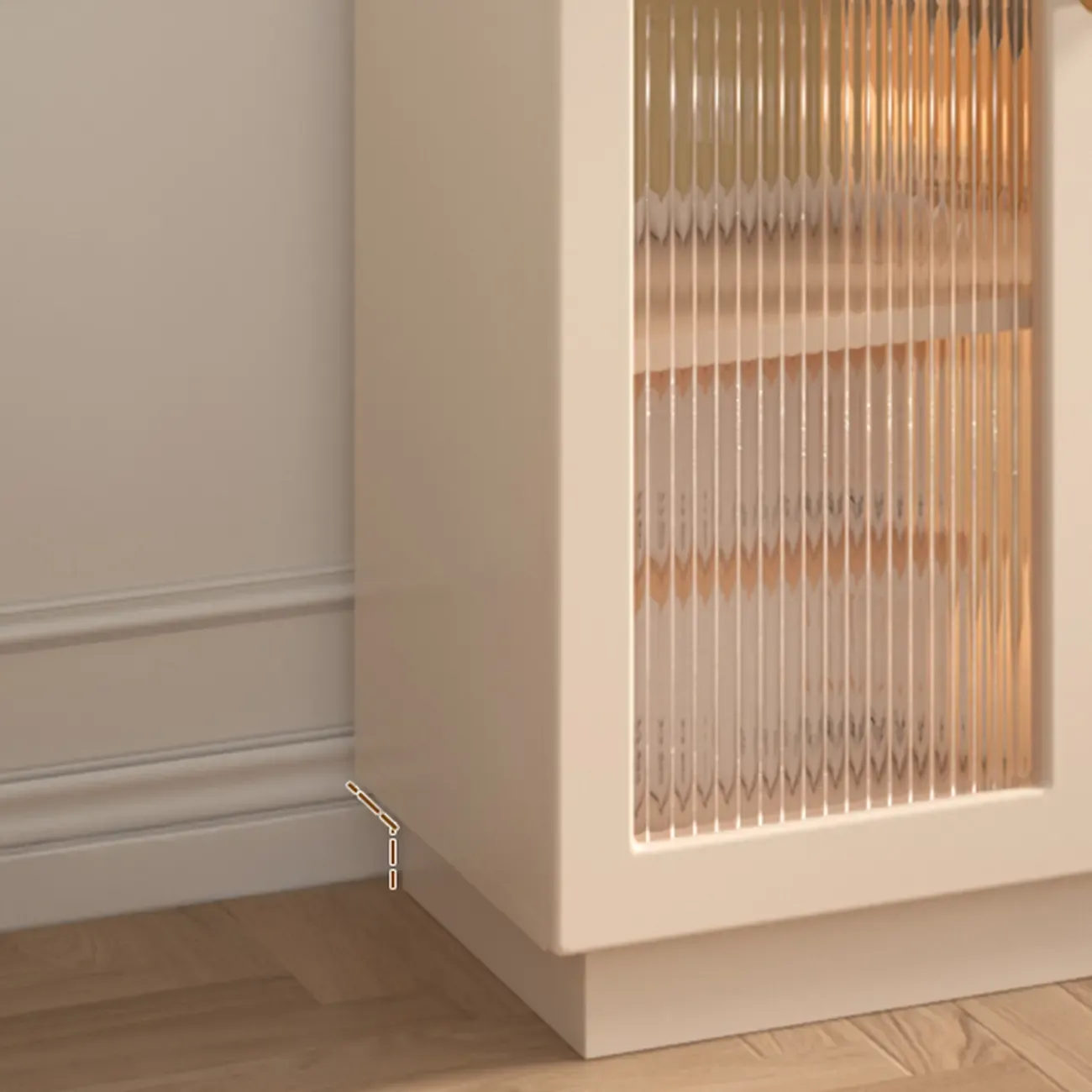 Vertical Timber Shelf Organizer with 5 Shelves and Transparent Glass Door Closed Back Image - 10