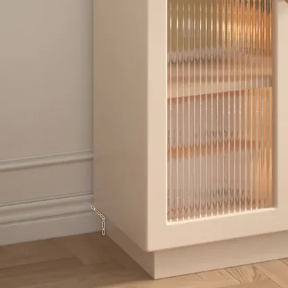 Vertical Timber Shelf Organizer with 5 Shelves and Transparent Glass Door Closed Back Image - 10