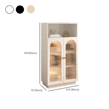 Vertical Timber Shelf Organizer with 5 Shelves and Transparent Glass Door Closed Back #size