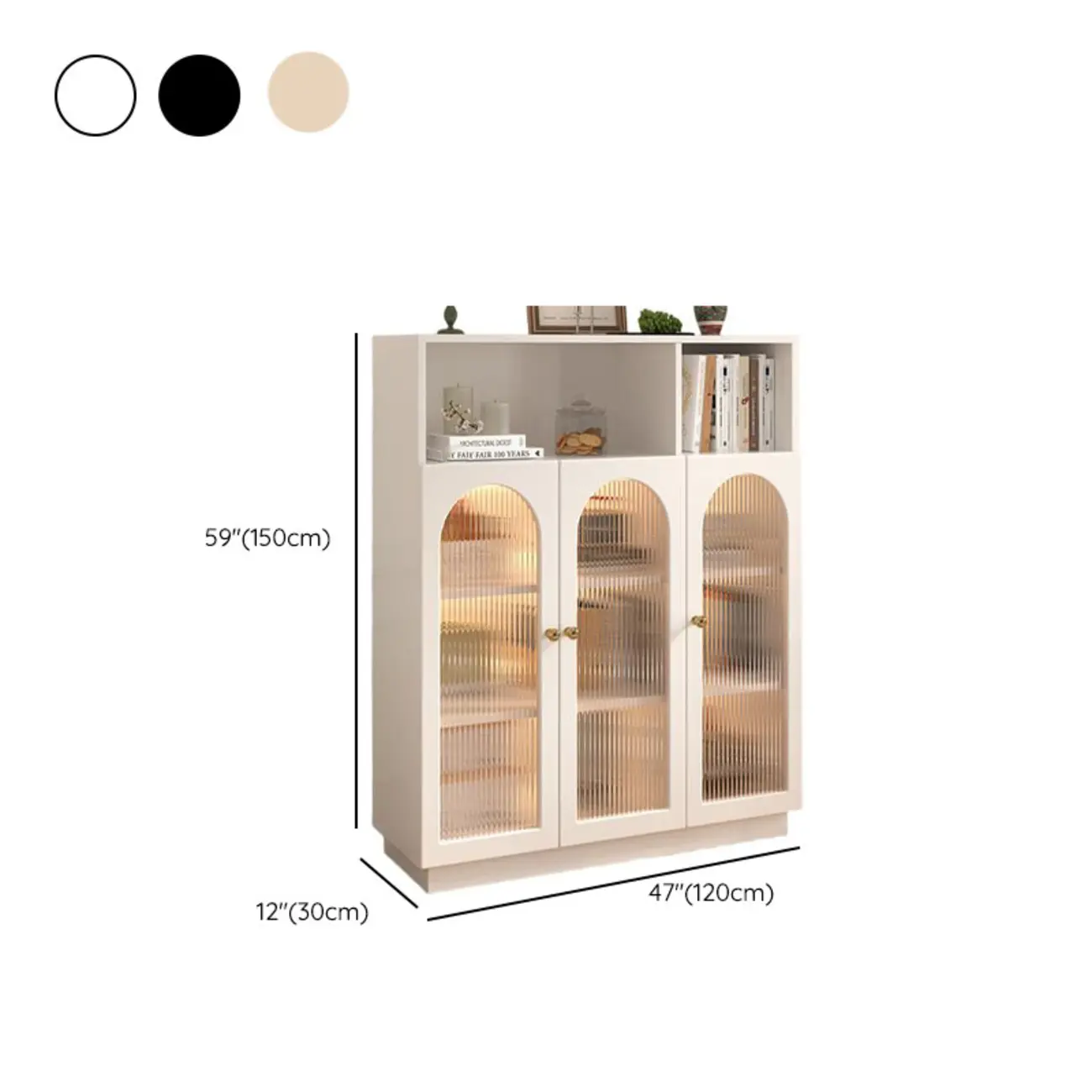 Vertical Timber Shelf Organizer with 5 Shelves and Transparent Glass Door Closed Back Image - 14 | homeyfad
