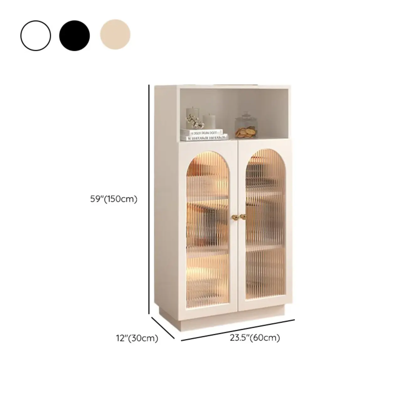 Vertical Timber Shelf Organizer with 5 Shelves and Transparent Glass Door Closed Back Image - 15 | homeyfad