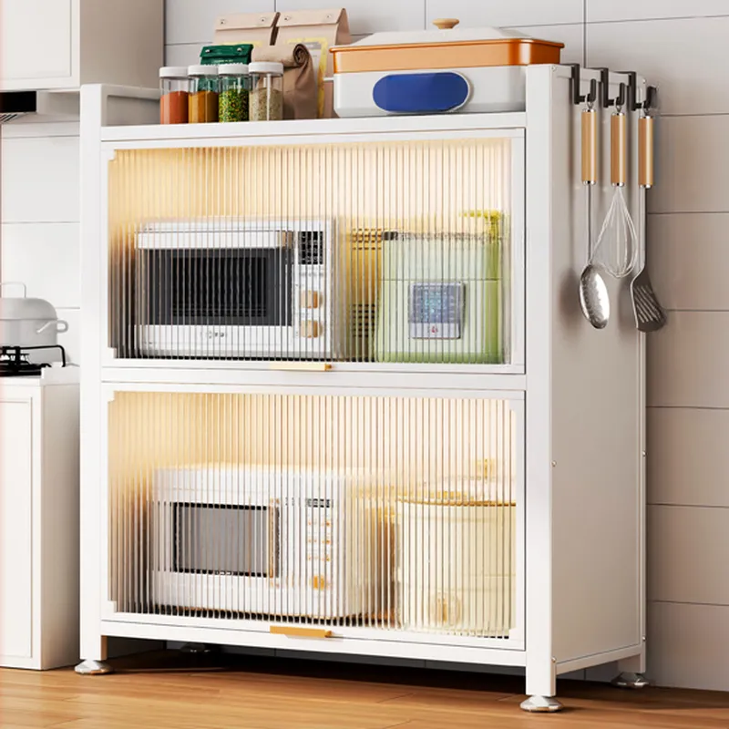 Narrow Steel Multi-Shelf Lift-Up Door Buffet Cabinet