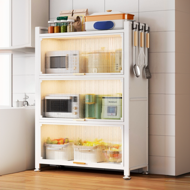 Narrow Steel Multi-Shelf Lift-Up Door Buffet Cabinet | homeyfad