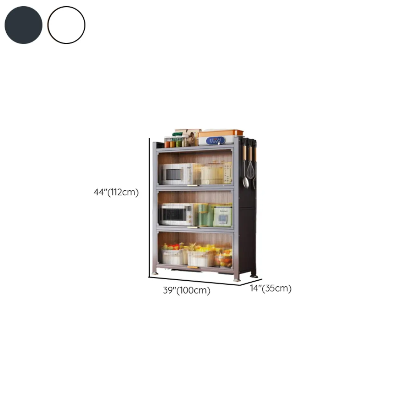 Narrow Steel Multi-Shelf Lift-Up Door Buffet Cabinet Image - 17 | homeyfad