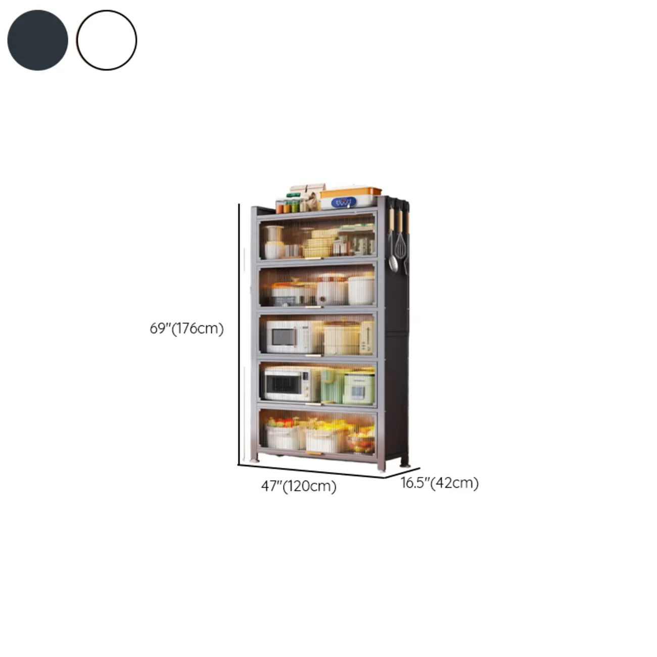 Narrow Steel Multi-Shelf Lift-Up Door Buffet Cabinet Image - 19 | homeyfad