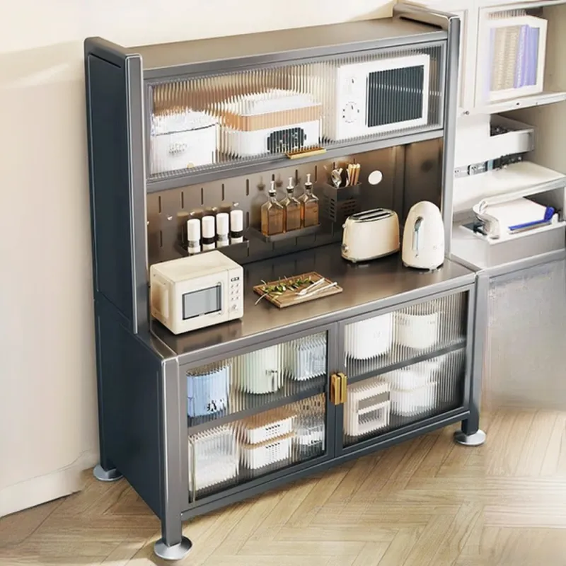 Simple Metal Pegboard Organization Sideboard with Glass Door | HomeyFad