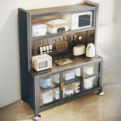 Simple Metal Pegboard Organization Sideboard with Glass Door