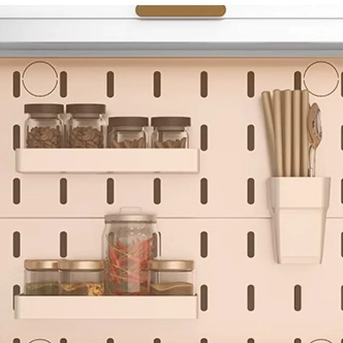 Simple Metal Pegboard Organization Sideboard with Glass Door Image - 11 | homeyfad