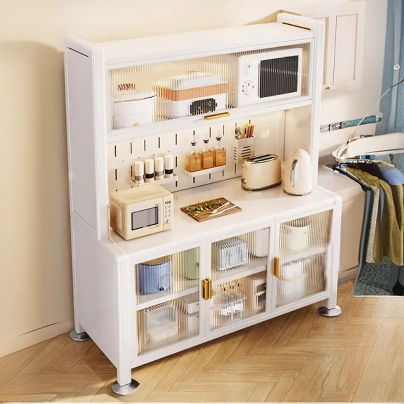 Simple Metal Pegboard Organization Sideboard with Glass Door
