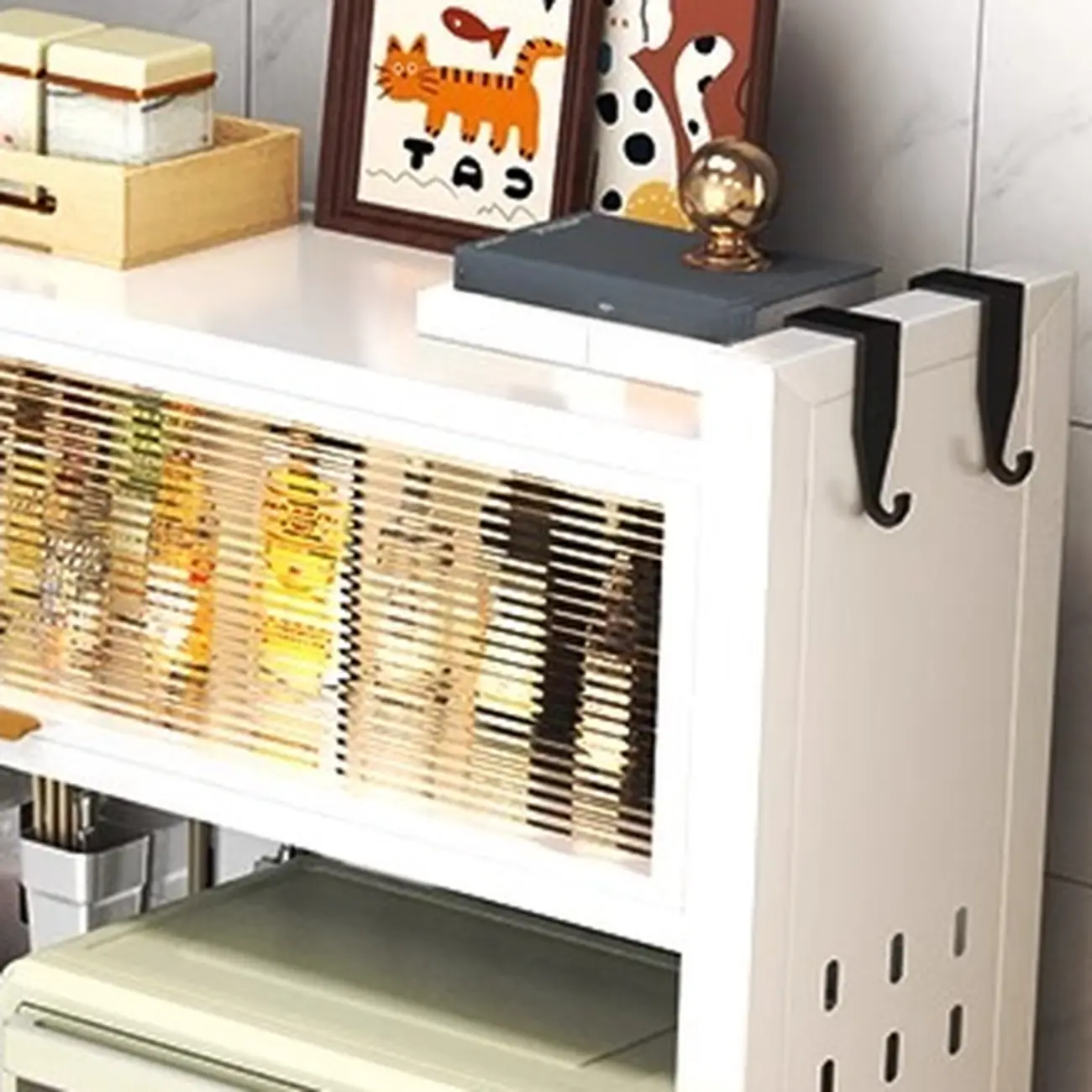 Simple Metal Pegboard Organization Sideboard with Glass Door Image - 12 | homeyfad