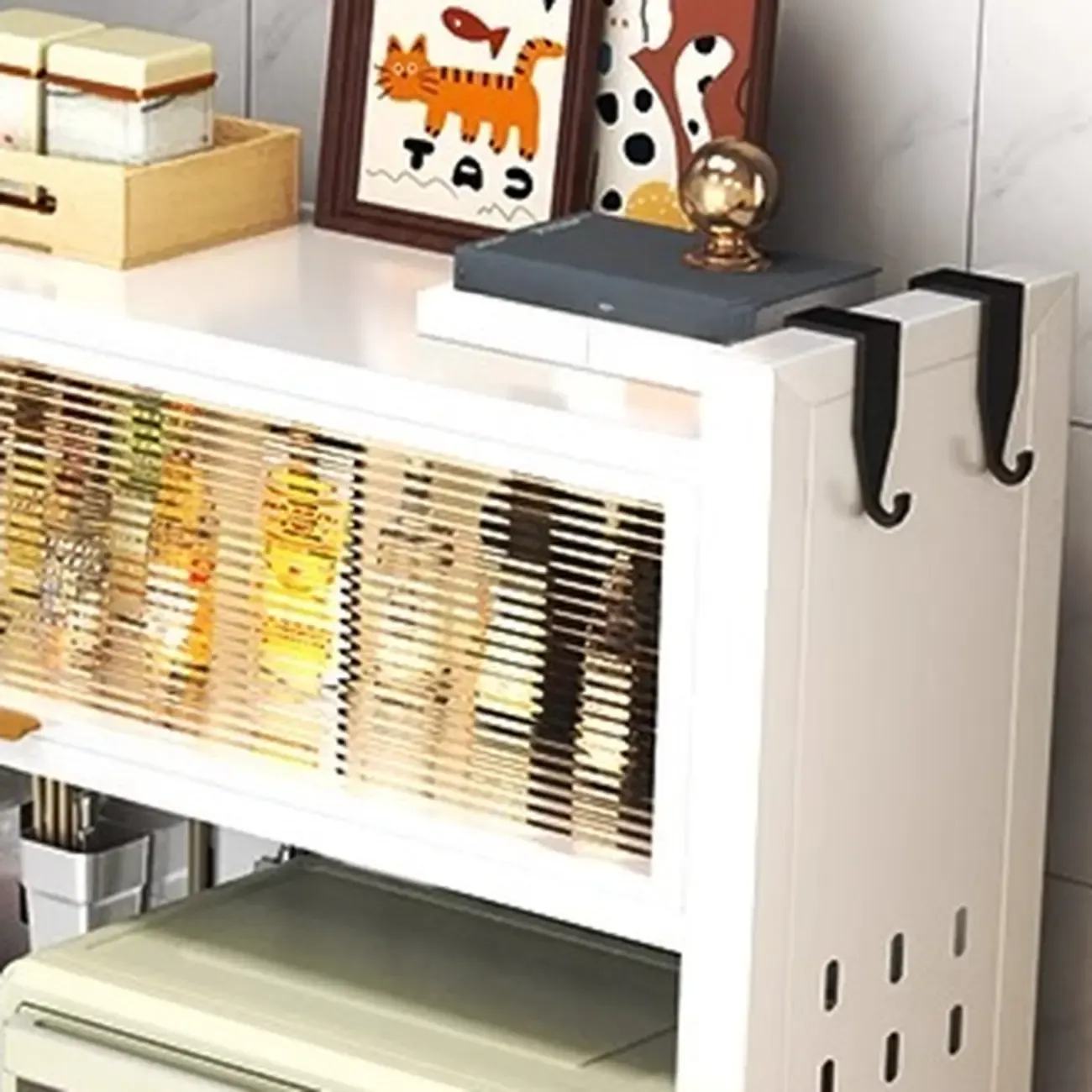 Simple Metal Pegboard Organization Sideboard with Glass Door Image - 12