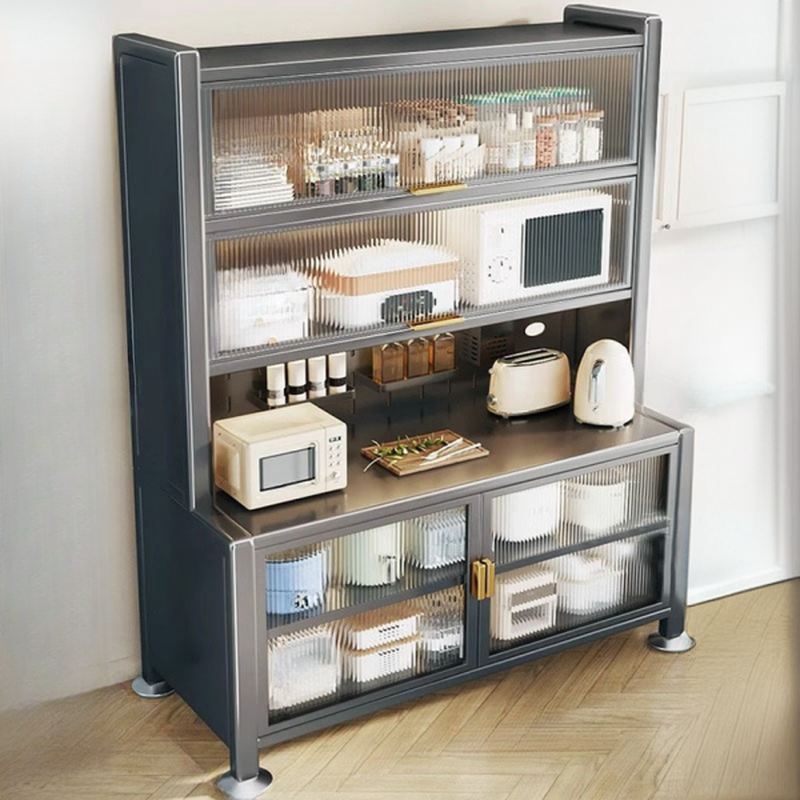 Simple Metal Pegboard Organization Sideboard with Glass Door