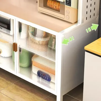 Simple Metal Pegboard Organization Sideboard with Glass Door Image - 13