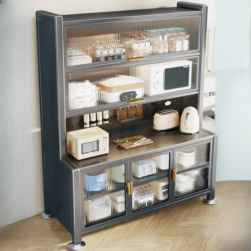 Simple Metal Pegboard Organization Sideboard with Glass Door | homeyfad