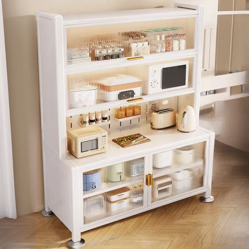 Simple Metal Pegboard Organization Sideboard with Glass Door