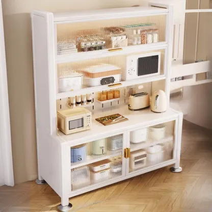 Simple Metal Pegboard Organization Sideboard with Glass Door