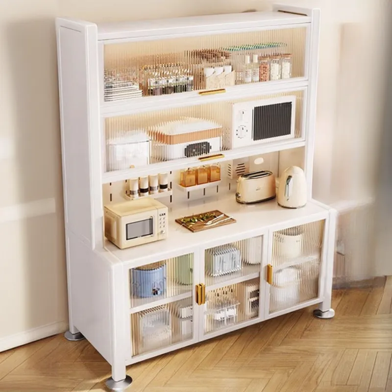Simple Metal Pegboard Organization Sideboard with Glass Door