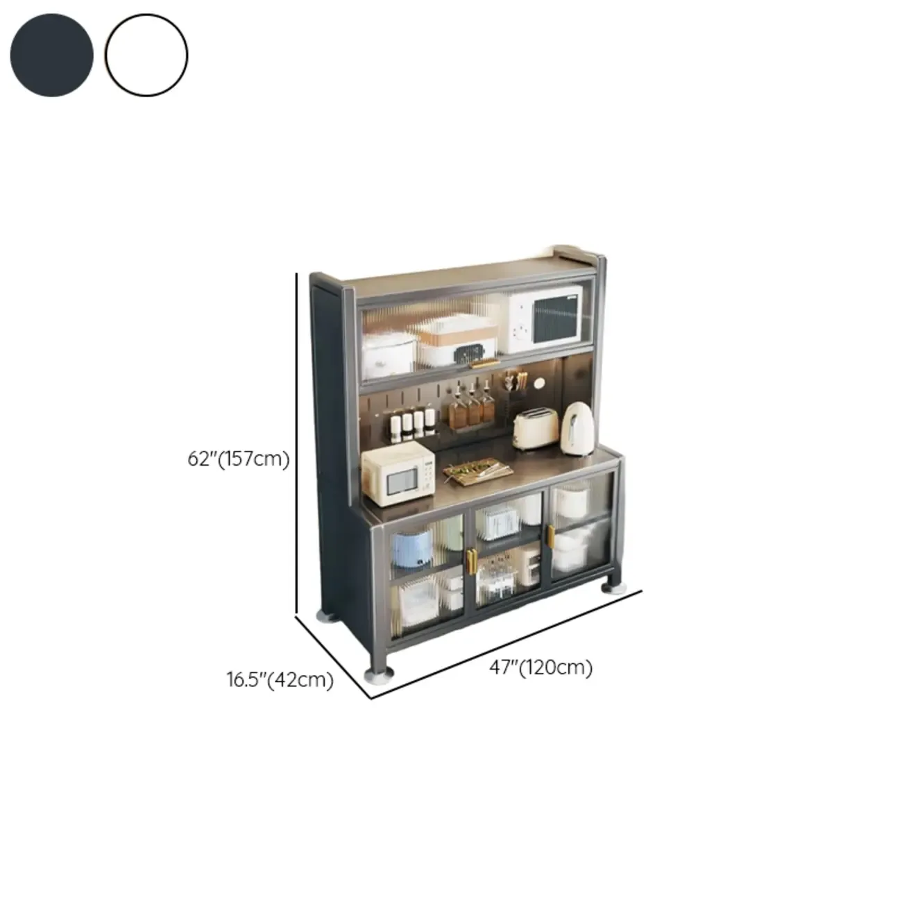 Simple Metal Pegboard Organization Sideboard with Glass Door Image - 15