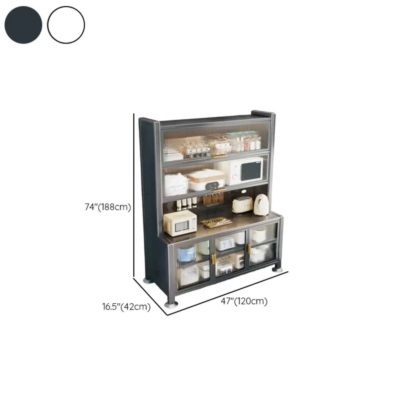 Simple Metal Pegboard Organization Sideboard with Glass Door Image - 17