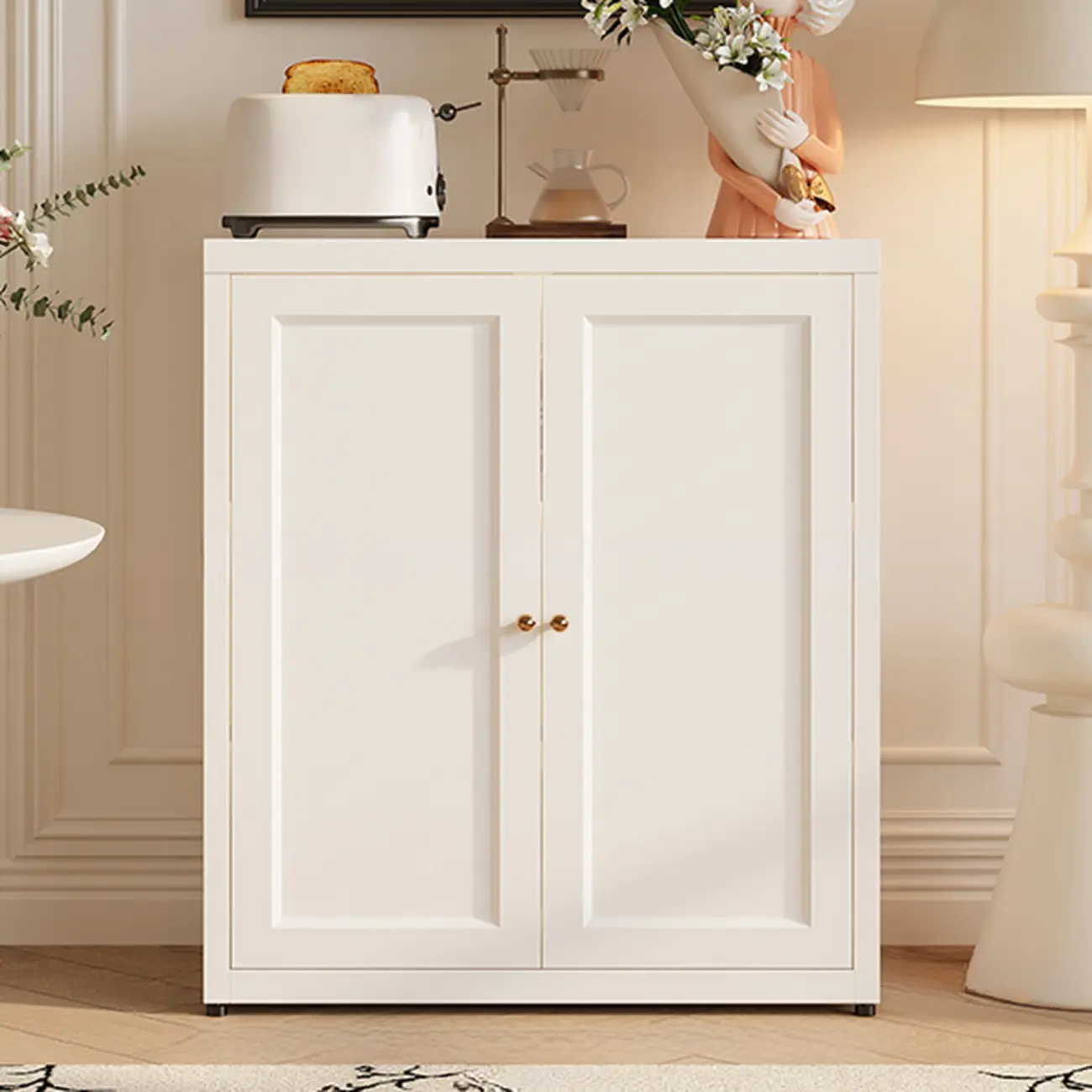 Simple Contemporary Metal 3-Shelf Buffet Cabinet Image - 2 | homeyfad