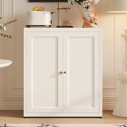 Simple Contemporary Metal 3-Shelf Buffet Cabinet Image - 2