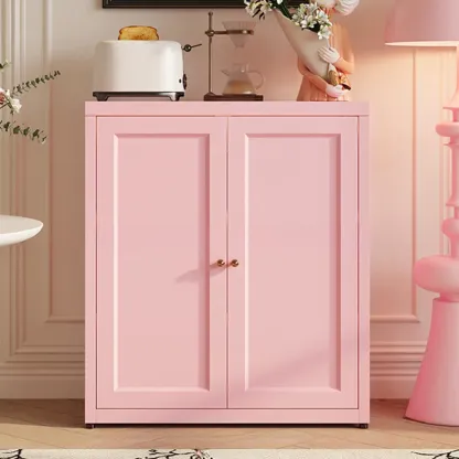 Simple Contemporary Metal 3-Shelf Buffet Cabinet Image - 3